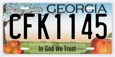 GA license plate CFK1145
