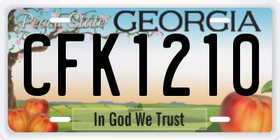 GA license plate CFK1210