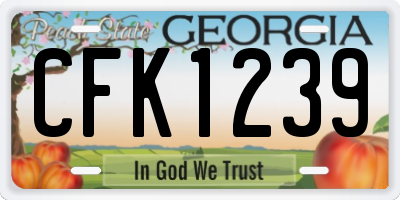 GA license plate CFK1239