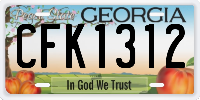 GA license plate CFK1312