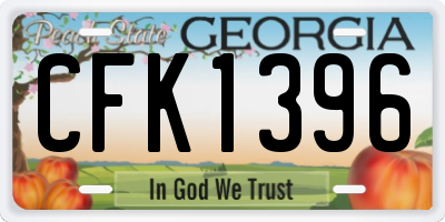 GA license plate CFK1396