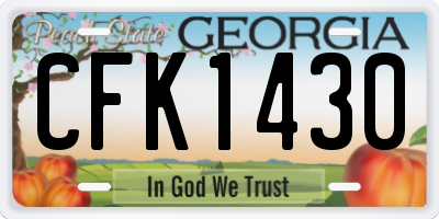 GA license plate CFK1430