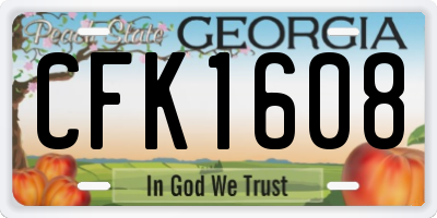 GA license plate CFK1608