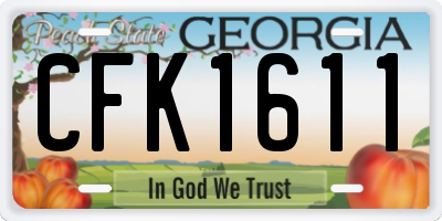 GA license plate CFK1611