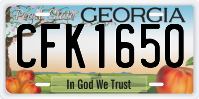 GA license plate CFK1650