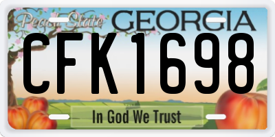 GA license plate CFK1698