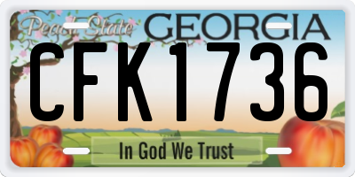 GA license plate CFK1736