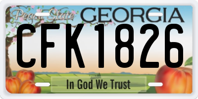 GA license plate CFK1826