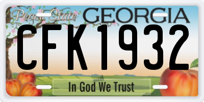 GA license plate CFK1932