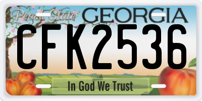 GA license plate CFK2536