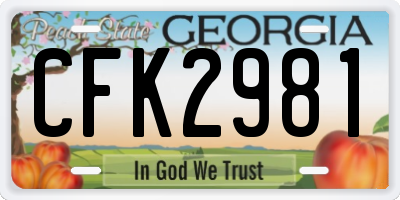 GA license plate CFK2981