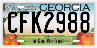 GA license plate CFK2988
