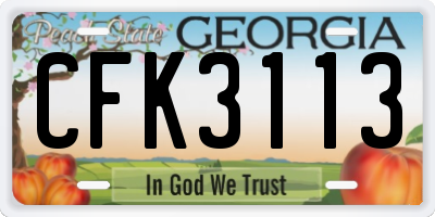 GA license plate CFK3113