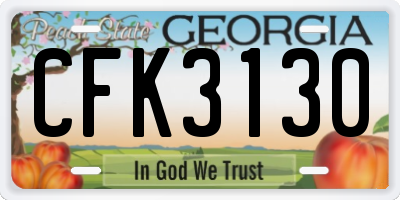 GA license plate CFK3130