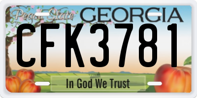 GA license plate CFK3781