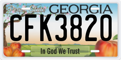 GA license plate CFK3820