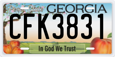 GA license plate CFK3831