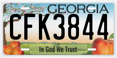 GA license plate CFK3844