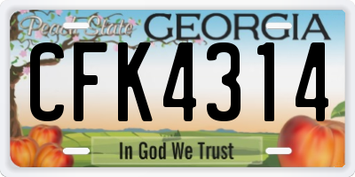 GA license plate CFK4314