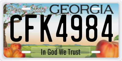 GA license plate CFK4984