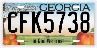 GA license plate CFK5738