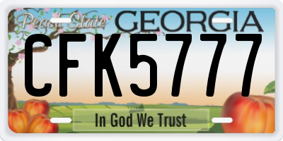 GA license plate CFK5777