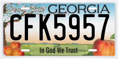 GA license plate CFK5957
