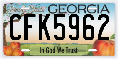 GA license plate CFK5962