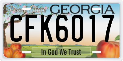 GA license plate CFK6017