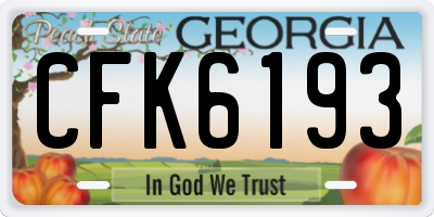 GA license plate CFK6193