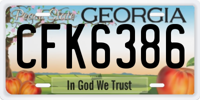 GA license plate CFK6386