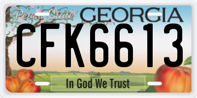 GA license plate CFK6613