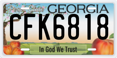 GA license plate CFK6818
