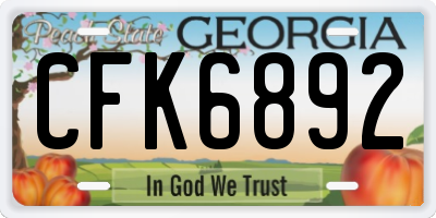 GA license plate CFK6892