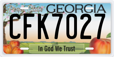 GA license plate CFK7027