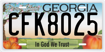 GA license plate CFK8025