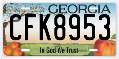 GA license plate CFK8953