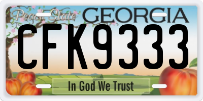 GA license plate CFK9333