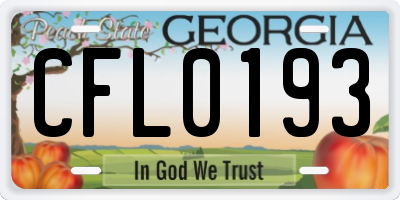 GA license plate CFL0193