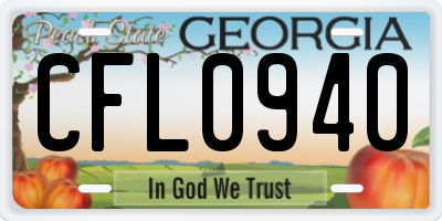 GA license plate CFL0940