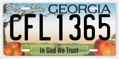 GA license plate CFL1365