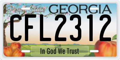 GA license plate CFL2312