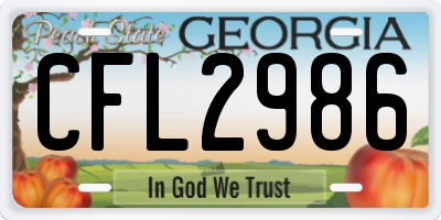 GA license plate CFL2986