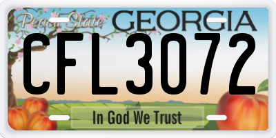 GA license plate CFL3072