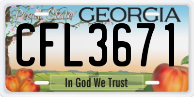 GA license plate CFL3671