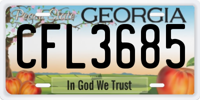 GA license plate CFL3685