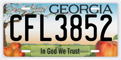 GA license plate CFL3852
