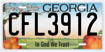 GA license plate CFL3912