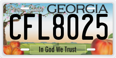 GA license plate CFL8025