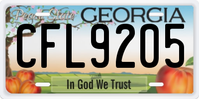 GA license plate CFL9205